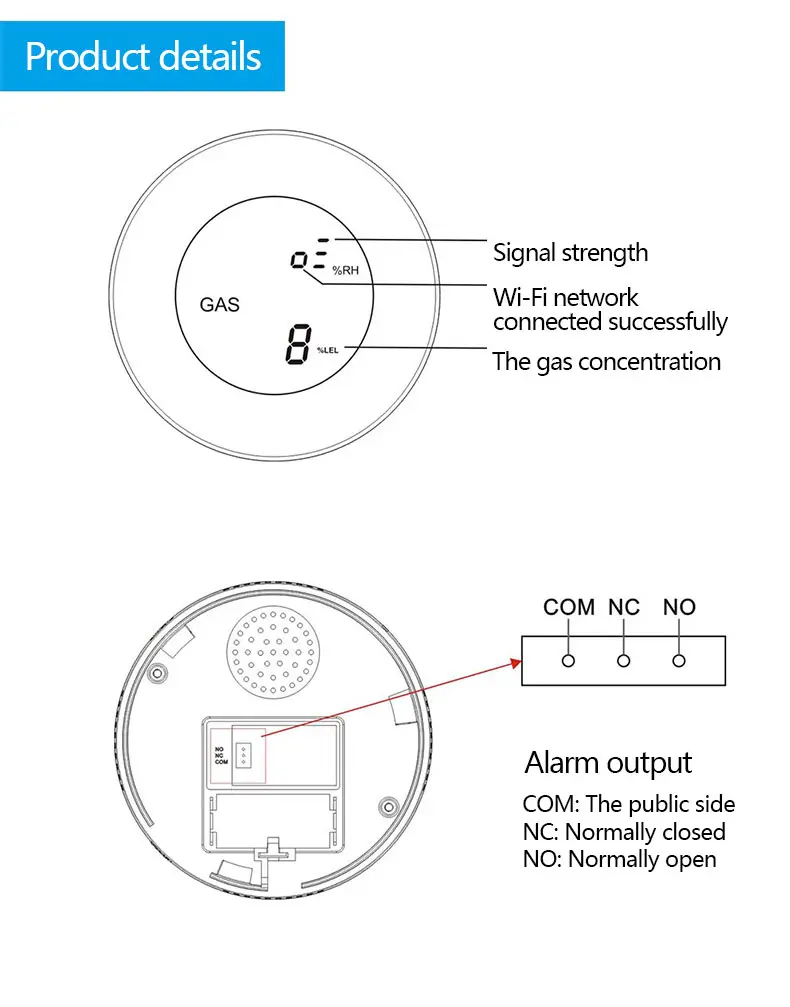 Wireless WiFi LPG Gas Detector Alarm Leakage Sensor Natural,PROPANE Gas Leak Detector Alarm APP Control