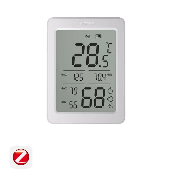 SONOFF SNZB-02DR2   AirGuard TH, Indoor Smart Zigbee Temperature and Humidity Sensor, 3.6'' LCD Display, App Monitoring with Charts, Notification Alerts, Data Export, Remote Data Display