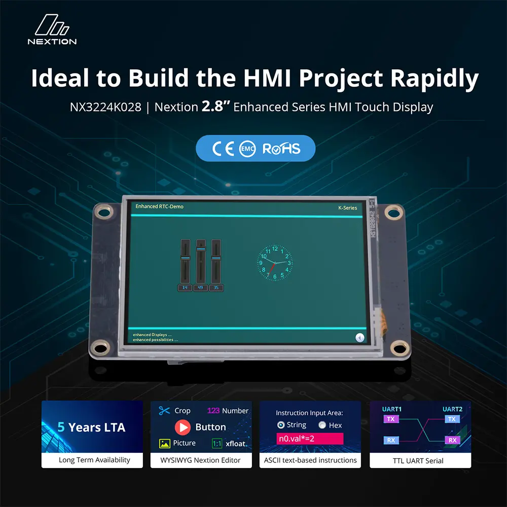 [6920075720174] NEXTION NX3224K028-2.8‘’ inch Enhanced Series USART HMI Resistive Touch Display