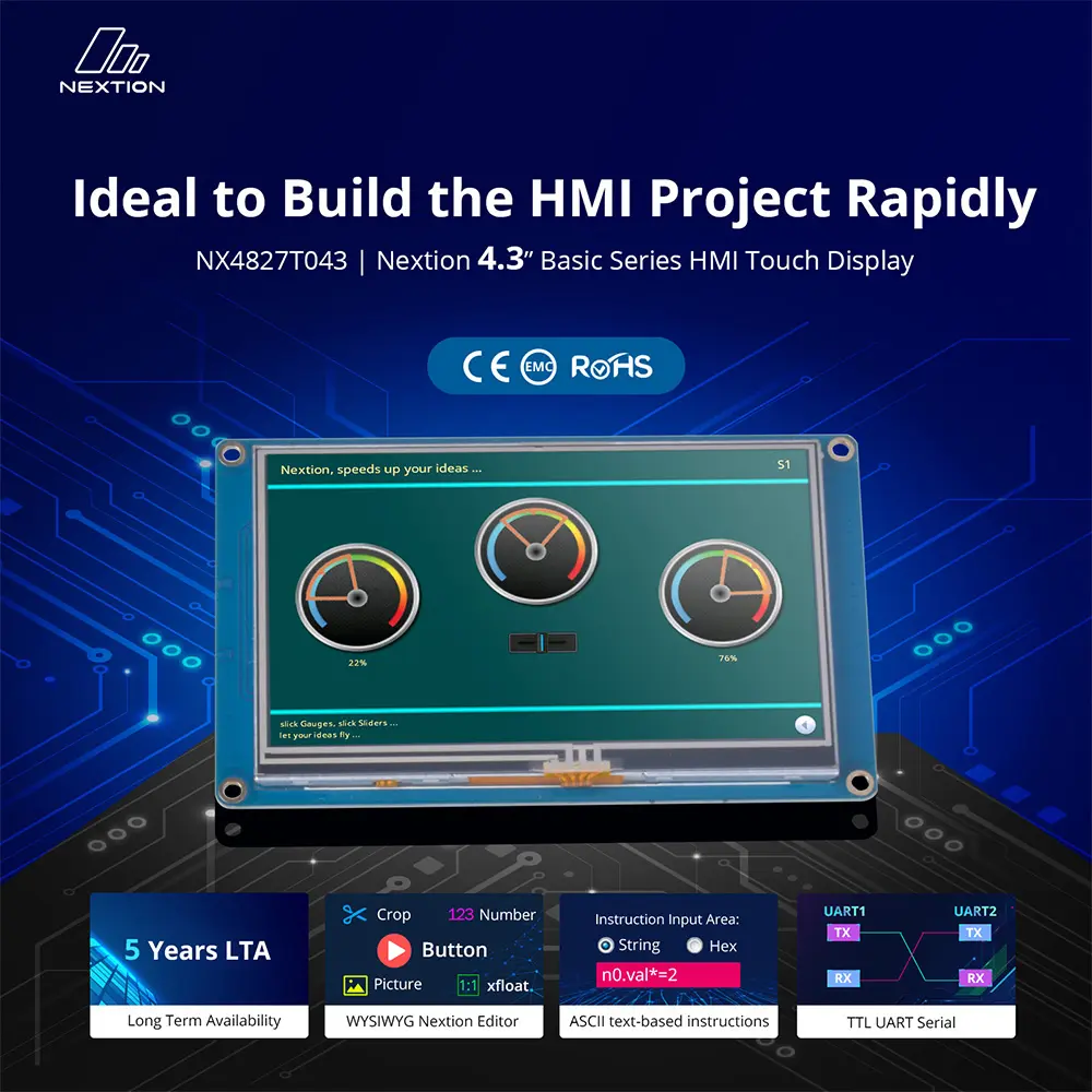 [6920075775914] NX4827T043 – Nextion 4.3” inch Basic Series HMI Touch Display