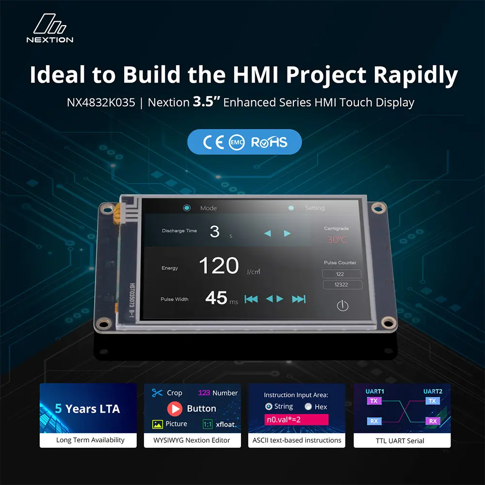 [IM160511005] NX4832K035 – Nextion 3.5” inch Enhanced Series HMI Touch Display 