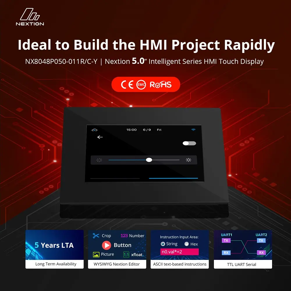 Nextion NX8048P050-011C-Y 5.0 inch Intelligent Series HMI Touch Display with enclosure