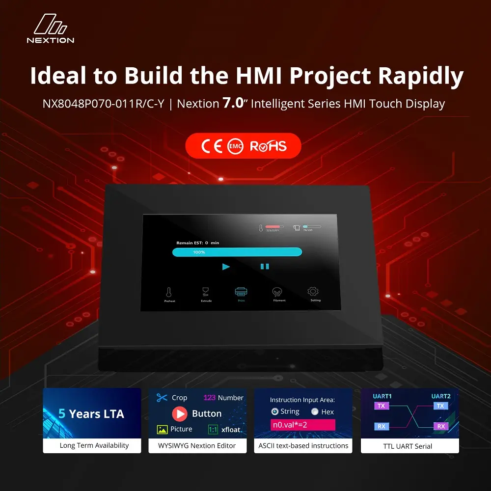 Nextion NX8048P070-011C-Y 7.0 inch Intelligent Series HMI Capacitive Touch Display With Enclosure 