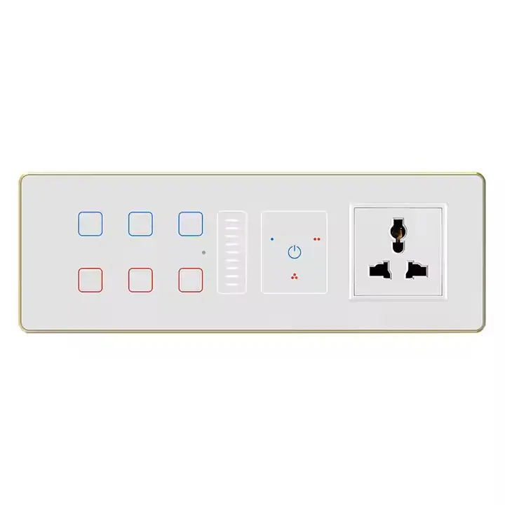 India Standard 8M Intelligent WIFI Light Fans Dimming Curtains Sockets Multi-Combination Glass Touch Switch for Tuya Smart Life