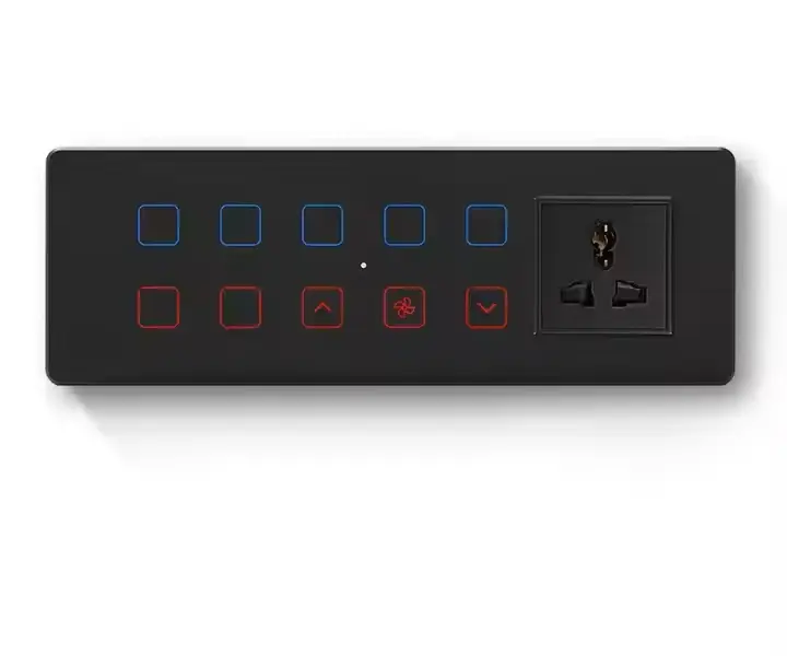 8M Combination Switch WiFi 10gang Light Switch with Socket Glass Touch Dimming Switch Fan Controller