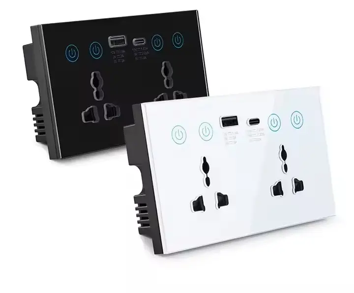 Tuya Wifi Smart Socket With USB Type-C Interfaces 147 Universal Electrical Power Socket 20A Dual Socket