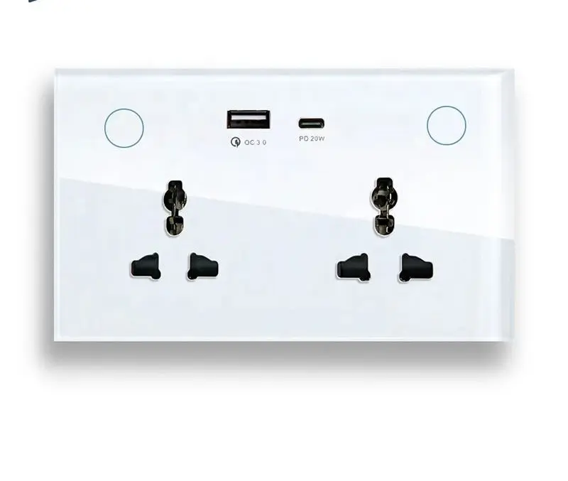 Smart Home Universal Wall Socket With USB Type-c Tuya 20A ZigBee Power Smart Socket Work With Alexa Google Home