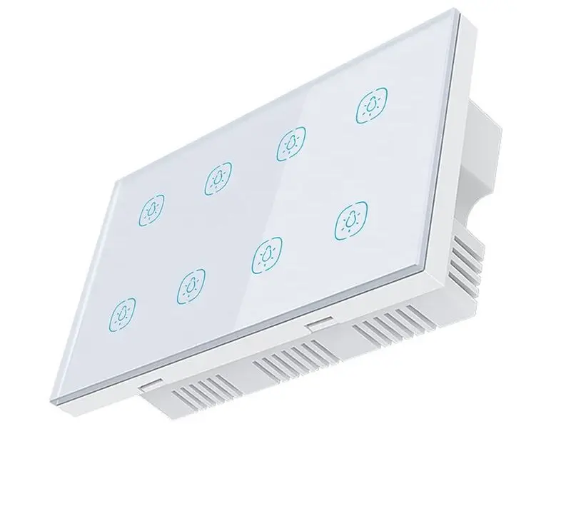 APP Wireless Remote Control Switch Tuya Smart ZigBee Wall Touch Light Switch 8 Gang Supports Battery Statistics UK Standard