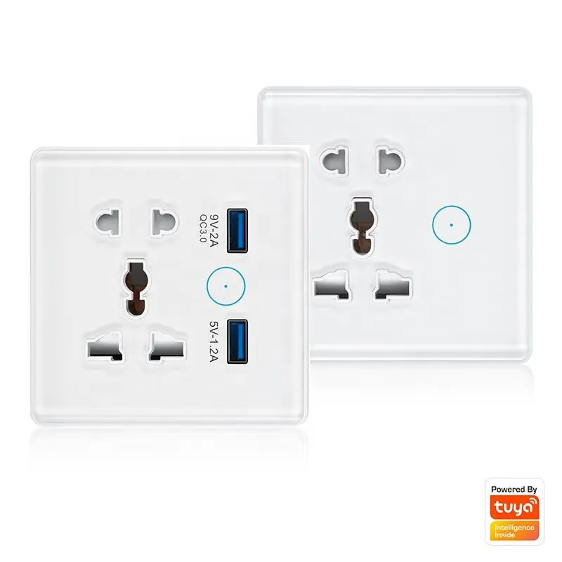 Tuya Smart Home 13A Socket Wifi Multi-function Universal Socket with USB Interface Smart Wall Socket 86