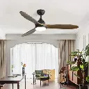 Stylish European Simple Solid Wood 52 Inch 3 Blade Ceiling Fan With Remote Control