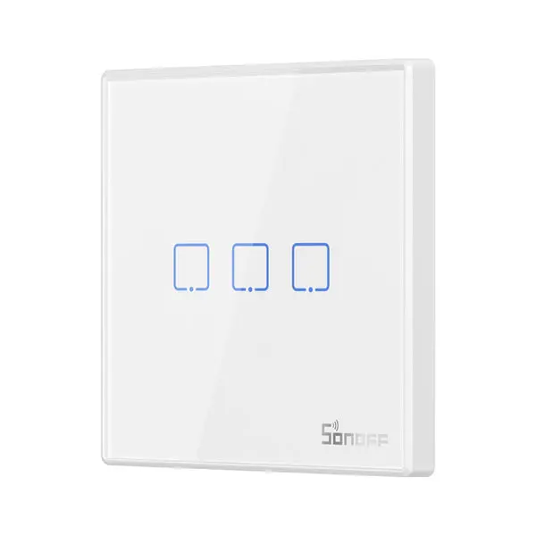 SONOFF T2EU3C-RF – Wall Panel Sticky 433MHz Wireless RF Remote 3 Gang