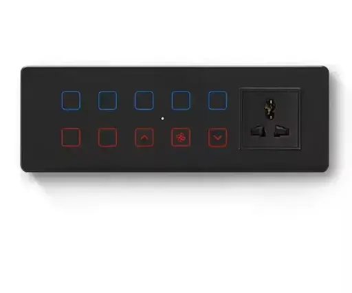 8M Combination Switch WiFi 10gang Light Switch with Socket Glass Touch Dimming Switch Fan Controller